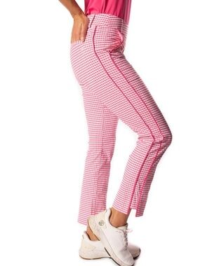 Golftini Checkered Stretch Ankle Pant Hot Pink/White Check Yourself Small